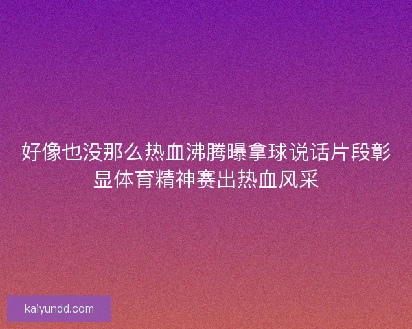好像也没那么热血沸腾曝拿球说话片段彰显体育精神赛出热血风采